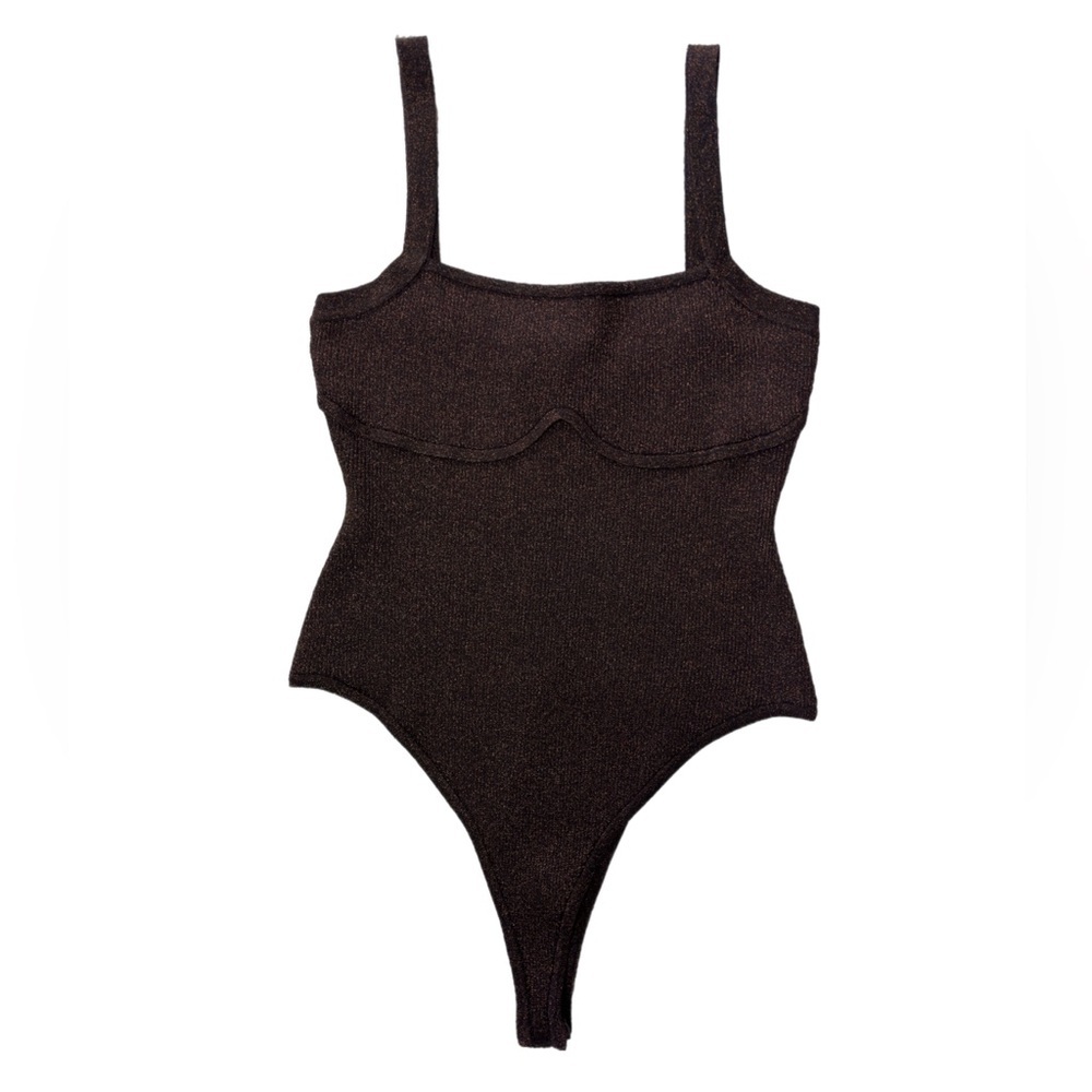 Lulus black and metallic thong bodysuit